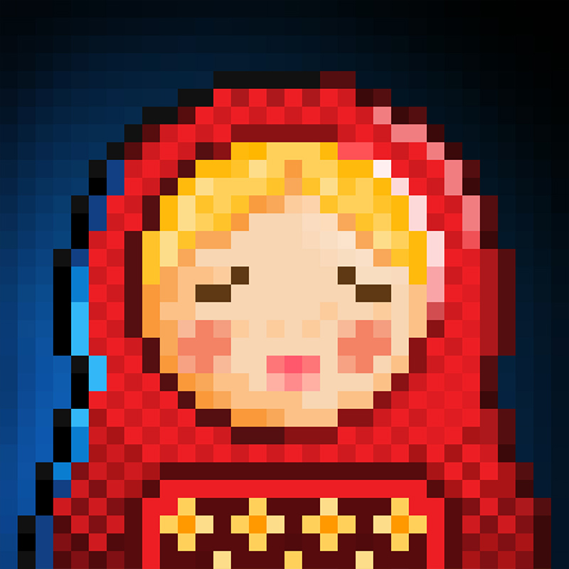 NFT Matryoshka №16 in Pixel Art Style by Igor Sorokin. TON blockchain. НФТ Матрешка в пиксельном стиле №16. Автор Игорь Сорокин. Блокчейн ТОН.